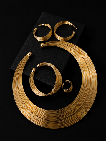 Gold Multi-Strand Statement Jewelry Set