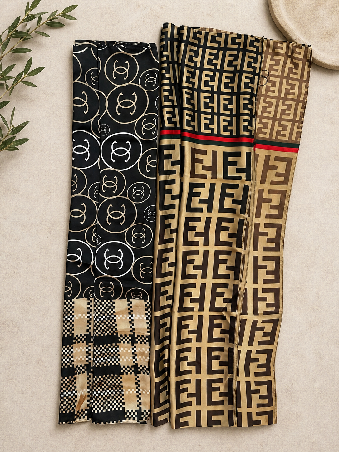 Luxury Monogram Print Silk Scarf