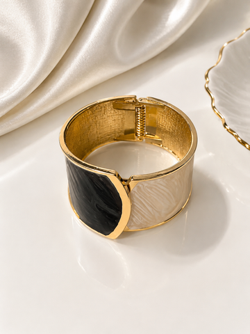 Black & Ivory Gold Statement Cuff Bracelet