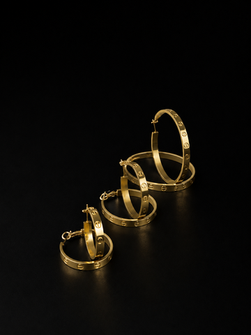Gold-Plated Screw Motif Hoop Earrings