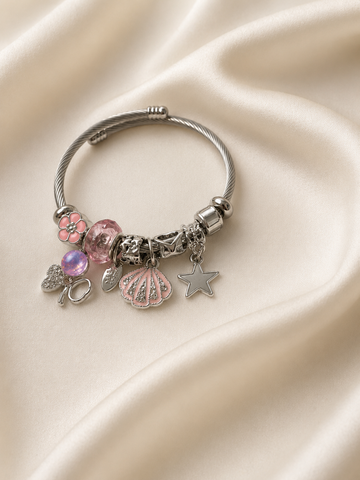 Sterling Silver Pink Charm Bracelet