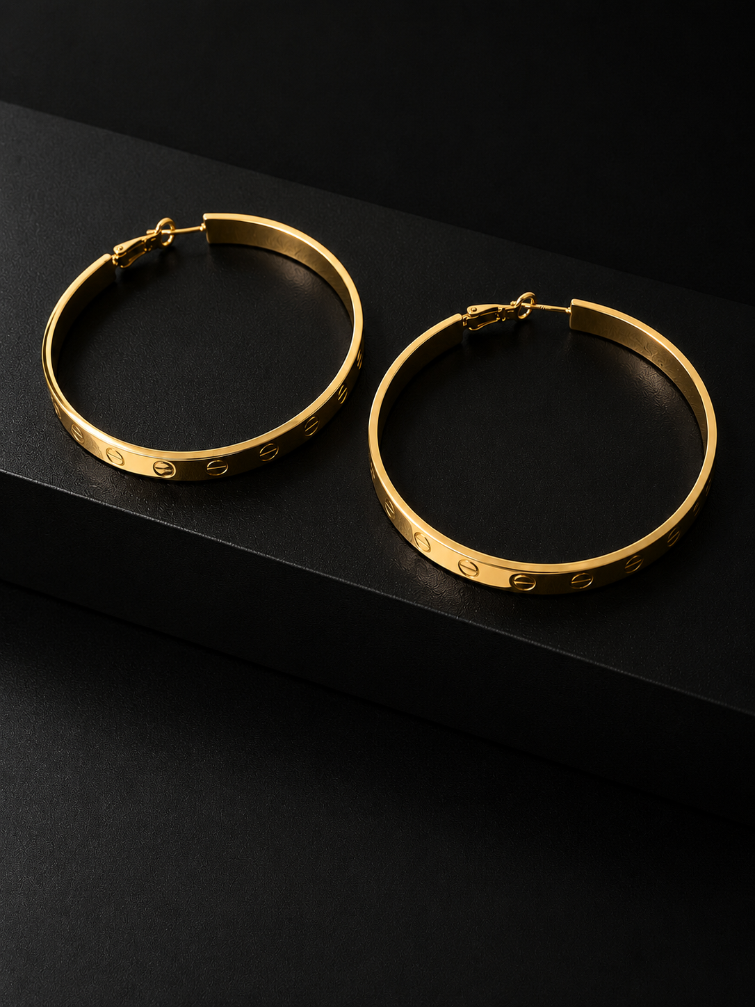 Gold-Plated Screw Motif Hoop Earrings