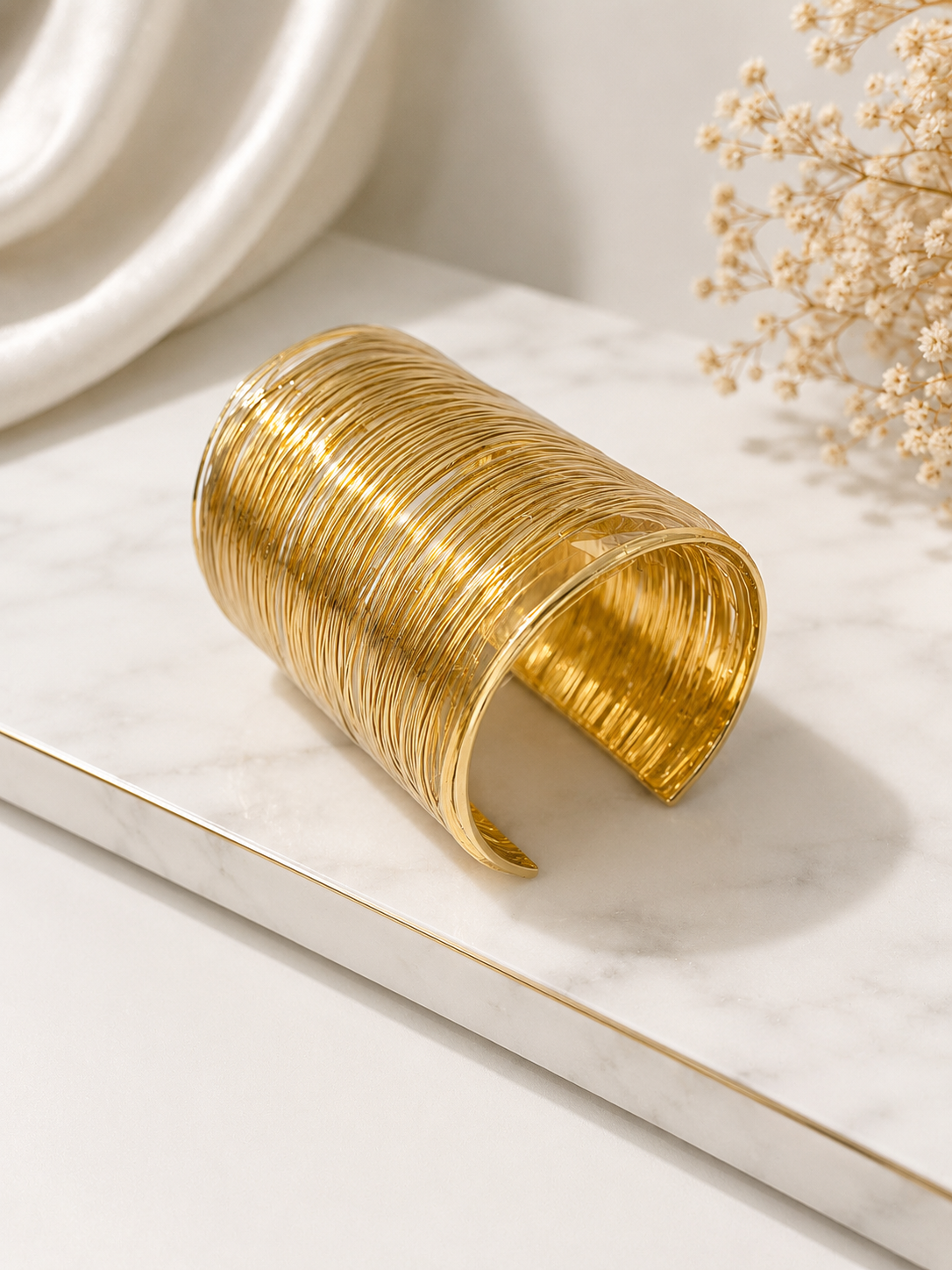 Gold Multi-Layer Wide Cuff Bracelet