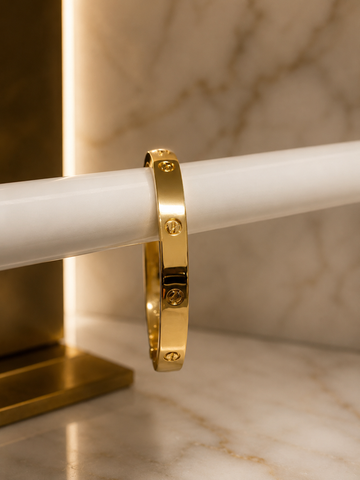Gold Screw Motif Bangle Bracelet