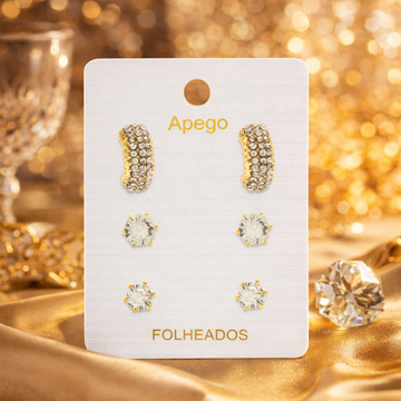 Apego 3-Pair Gold-Plated Stud Earring Set